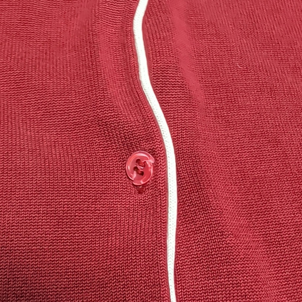 Vintage 2002 Adidas Silk Blend Cardigan Women M Red Button Front Contrast Piping - Picture 5 of 9